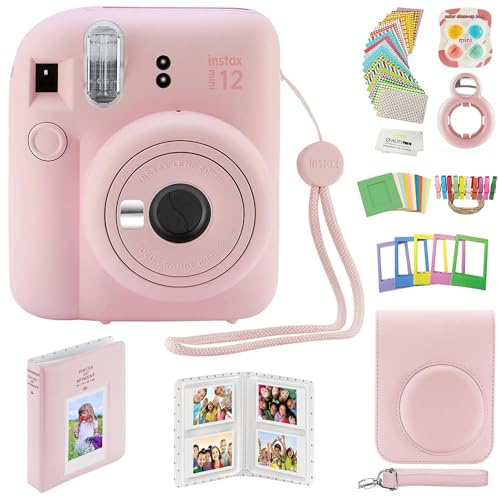 Fujifilm Instax Mini 12 Instant Camera with Case, Decoration Stickers, Frames, Photo Album and More Accessory kit (Blossom Pink)…