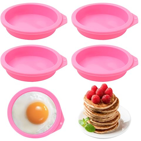 4 Pcs Air Fryer Egg Molds, Silicone Non-Stick Muffin & Toast Maker, Reusable Baking Cups Lids for Quick Cooking, Easy to Clean Air Fryer Accessories