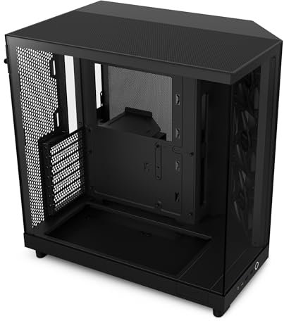 NZXT H6 Flow CC-H61FB-01 Compact Dual-Chamber Mid-Tower Airflow Case Panoramic Glass Panels High-Performance Airflow Panels Includes 3 x 120mm Fans Cable Management Black