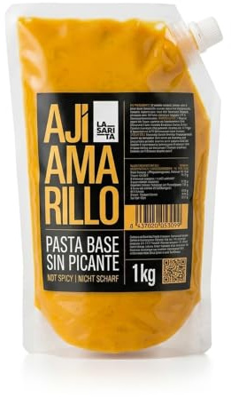 Pasta Base de Ají Amarillo ¡SIN PICANTE! La Sarita - 1kg - Formato AHORRO. Ingrediente principal de la cocina peruana. Disfruta del auténtico sabor del ají amarillo peruano. Especial para canal HORECA