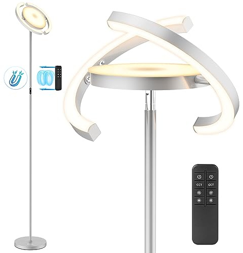 FIMEI Stehlampe, Stufenlos dimmbar & 3000K - 6000K Farbtemperaturen, Fernbedienung/Touch Unabhängige Steuerung, Augenschonend, Uplighter Stehlampe für Wohnzimmer