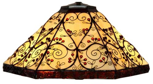 BOTOWI Tiffany Lamp Shade 16 Inches Wide Accessories Replacement Only Stained Glass Mission Hexagon Style Lampshade Vintage Handmade Light Cover for Table Lamp Pendant Light Floor Lamp