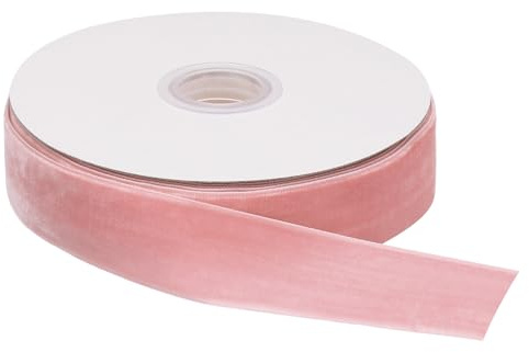 QUARKZMAN Terciopelo Cinta 2.5cm x 9m, 1 x 10 Yardas una Cara Carrete Sedoso para Bricolaje Manualidades Regalo Envoltura Lazo Decoración Claro Rosa