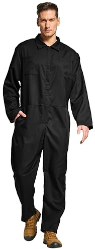 VOGRYE Coveralls for Men Long Sleeve Cotton Blend Work Jumpsuit Halloween Mechanic for Adult Cosplay Party