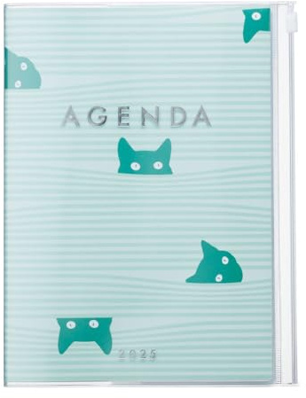 MARK'S 2024/2025 Taschenkalender A5 vertikal, Cats, Green: Von September 2024 bis Dezember 2025