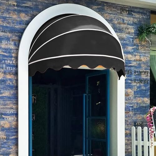 Kupolmarkis For Dörrar Och Fönster, Kupolmarkis Utomhus Med Galvaniserad Aluminium Fällbar Ram For Bostäder Och Kommersiella, Däck, Balkong, Uteplats (Color : Black, Size : 170CM)