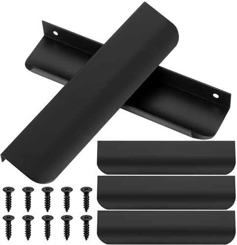 mauuuba 5 Pz Maniglie per Mobili da Cucina, Nere Maniglie Cucina, Maniglie Cassetti in Alluminio, Maniglie per Armadietti, Maniglia per Mobili, Maniglie per Porte per Armadio Cassettiere - Nere/150mm