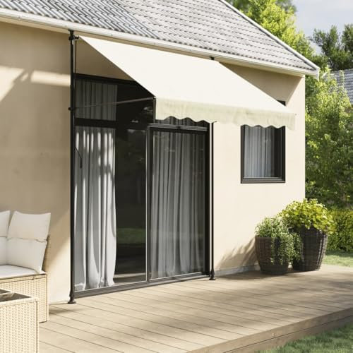 heybb Tenda da Sole Retrattile Crema 200x150 cm in Tessuto e Acciaio,Tenda da Sole per Esterno Avvolgibile,Tenda da Sole a Bracci Estensibili con Telaio in Alluminio,Tettuccio Resistente al Sole e Imp