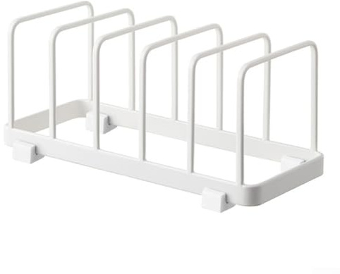 Hasaller Support pour couvercles de casseroles, plaques de cuisson, planches à découper, étagères de cuisine avec 6 séparateurs pour plaques de cuisson de cuisine, assiettes plates (blanc)