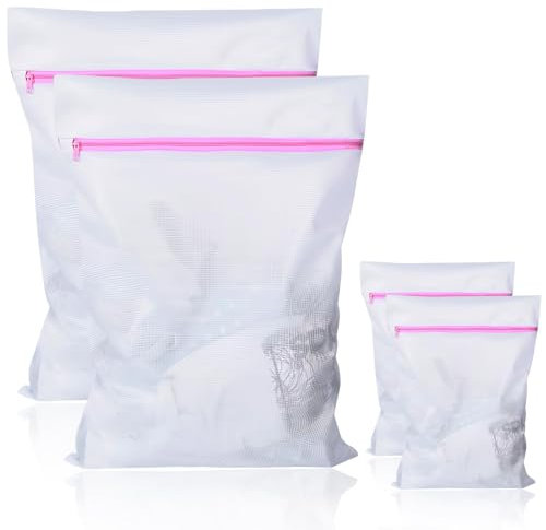 Red Grande para Lavadora, 2x Grandes Bolsa de Lavandería (90x60cm) y 2x Bolsas de Lavado (30x20cm), Laundry Bag para Camisas, Abrigos, Mantas, Sábanas, Calcetines y Peluches
