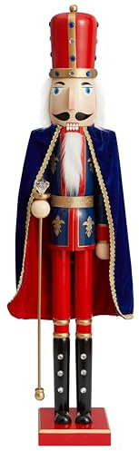 THE TWIDDLERS XXL Giant Wooden Christmas Nutcracker Soldier King, 120cm / 4ft with Festive Colours - Premium Handmade Pine Wood Classic Traditional Ornament, Christmas Decoration With Moving Parts