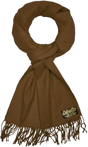 BRUBAKER Cashmirillo Schal - 30/40 x 180 cm Lang Warm und Kuschelig | Herbst und Winter Kuschelschal - Stola Tuch mit Fransen für Damen und Herren - Uni-Farben
