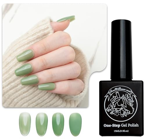 Sun&Beam Nails One-Step Gel Polish 3-in-1 | No Base or Top Coat Needed No Sanding UV/LED Compatible Easy Removal 15ml (#27 Sheer Jade Mist)
