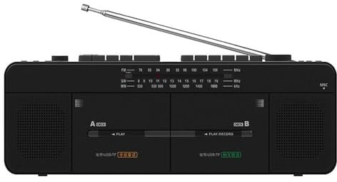 Mavdecll Cassette Player Recorder, Cassette Double Tape Boombox Radio, AM/FM Radio, MP3/U Disk, TF Card Playback, One-Click Recording/Transcription