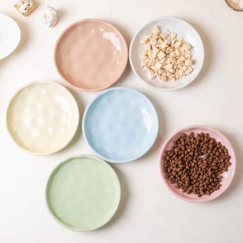 6er Keramik Katzennapf Set – Futternapf & Fressnapf für Katze mit Rutschfestem Silikonboden | Flache, breite Futterschalen | Wimpernschonend & Spülmaschinenfest