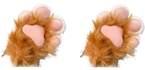 1 par plysch päls tassar i mitten, fursuit paws, katt paw gloves, furry Paw Cat Paw Handskar plysch Furry Paws mitten Therian Handskar, apelsin, 25 cm