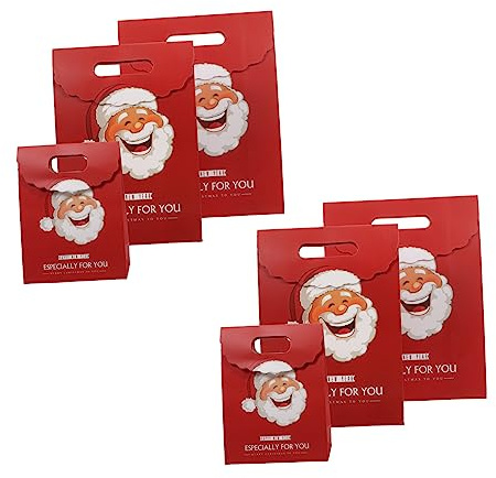 CALLARON 6stücke Papier Weihnachtsgeschenktüten Papiertüten für Weihnachtsgeschenke und Snacks Weihnachtskekstüten mit Kreativem Design für Feiern und Dekoration