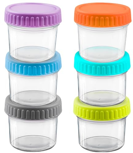 6 Stück Babybrei Einfrieren Behälter Glas, 4oz Babynahrung Behälter mit Skala, Beikost Baby Zubehör, Babynahrung Aufbewahrung BPA-frei Mikrowelle Geschirrspüler & Gefrierschrank sicher(6 Farbe)