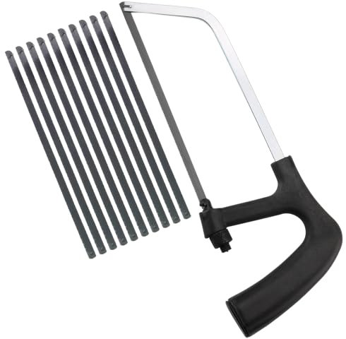 GMHLLES Hacksaw for Metal Cutting, Metal Saw Adjustable Angle Mini Hacksaw with 10 Replaceable Saw Blades for Plastic, PVC Pipe, Tile and Wood Cutting