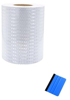 10m x 10cm Cinta Reflectante de Seguridad PVC - Banda Adhesiva Reflectante de Alta Intensidad para Señalización Vial, Protección Industrial y Chalecos - impermeable (Blanco)
