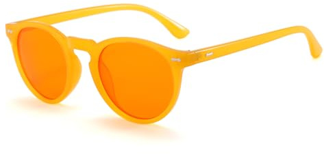 Long Keeper Blaulichtfilter Brille Orange Gläser Runde Blaulicht Blockierende Computerbrille PC Gaming-Brille Anti Blaulicht Brille für Herren Damen