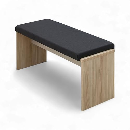 INA Sitzbank Artisan Eiche Optik Esszimmerbank 126 x 49 x 40 cm (B/H/T) | FSC-zertifiziert, anthrazitfarbenes Sitzkissen, zeitloses Design, geeignet für Esszimmer und Wohnbereich