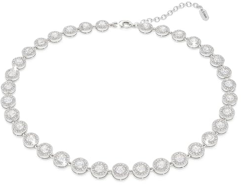 Collana Angel Donna Idee Regalo per Lei, Finitura in Oro Bianco 18k e Cristallo per Moglie Fidanzata Figlia per Natale San Valentino Compleanno Anniversario (Collana Pietra di Zirconia Cubica 5A)