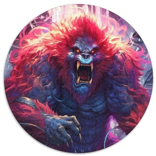1000-teiliges Puzzle Riesiger Gorilla mit Superkräften, rundes 1000-teiliges Puzzle, anspruchsvolles Denkspiel für Teenager, Spaß für den Spieleabend mit der Familie, 1000 Teile (67,5x67,5cm)