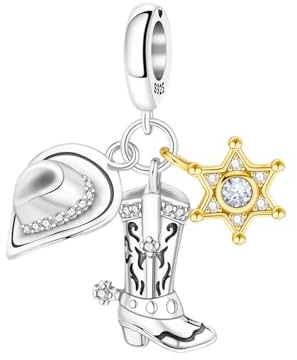 Western Cowboy Anhänger Charm, Charme für Armband, Kompatibel mit Pandora Armband Halskette