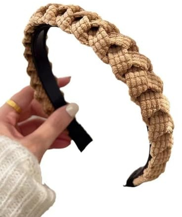 Cerchietto intrecciato per capelli da donna – Dirndl fascia per capelli intrecciata, fascia antiscivolo per matrimonio e feste, (1 pezzo, kaki)