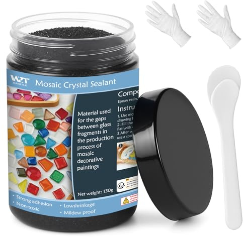 DINGSEN 130g Black Mosaic Grout, Quick-Dry mosaic crystal grout for Crafts