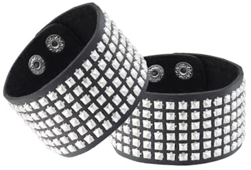 Eigso Bracelets à clous rétro rock des années 80 pour femmes Bracelet à clous en cuir old school pour femmes et hommes
