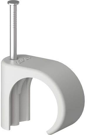 Temolink Kabelschellen, 50 Stück Nagelschellen, 22-26 mm, 304 Edelstahl, Kabelmanagement für Telefon und Ethernetkabel, Stromkabel, Rohr, Grau
