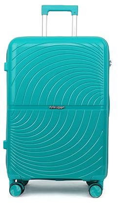 Fly Kite Luggage Carry On Cabin Suitcase 55 x 38 x 22cm cm, 20 inch - 100% Polypropylene Hard Shell Aluminium Trolley Handle Real TSA Secure Lock 3 Digit 360° Smooth Wheels Lightweight Green