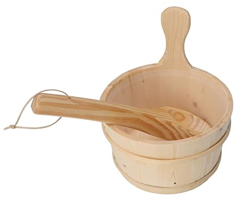 Zerodis Cubo de Sauna de Madera de Pino para Recreación en Jardín, con Revestimiento de Plástico, Capacidad de 4L, Ideal para Uso en SPA y Piscina en Casa, Kit de Sauna de Lujo Finlandés