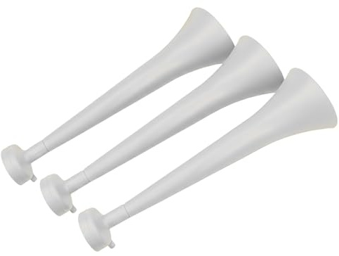 FUN FAN LINE 3er-Set Robuste Kunststoff-Vuvuzelas für Sport, 120 dB | Fan-Trompeten für Fußball, Sportevents und Partys - Fan-Zubehör - Weiß