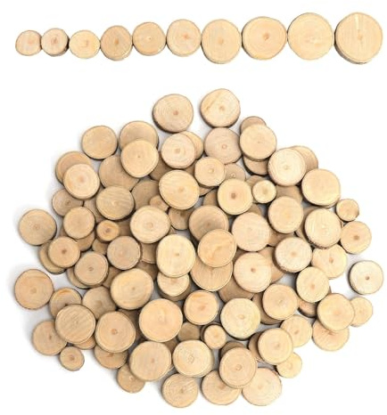 GZRXIOUS 120 Dischi Legno Dischi di Legno Piccoli, Rotondi, 5mm di Spessore, con Corteccia D'Albero, per Decorazioni Fai da Te 1-2 cm, 2-3 cm
