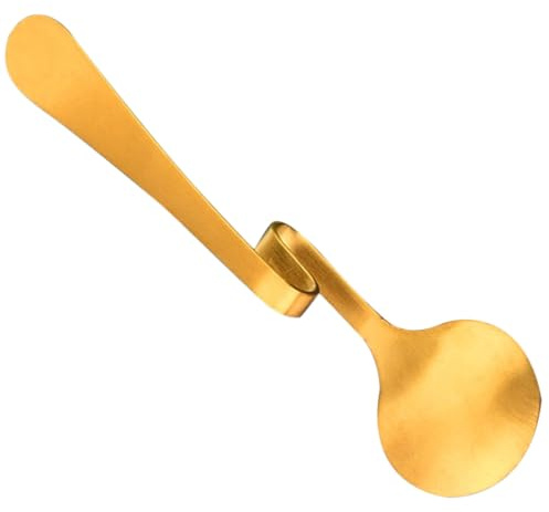 Homoyoyo Edelstahl Honiglöffel mit Gebogenem Griff Kafferührlöffel und Dessertlöffel Gratfrei Vielseitig Einsetzbar für Getränke und Desserts Kaffeelöffel zum Einhängen