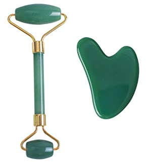Gua Sha Stein, grünes Urin-Augenmasken-Set, natürliches Jade-Kristall-Augen-Relax-Schlafmaske, Gesichtsroller, Gua-Sha-Massage, grün