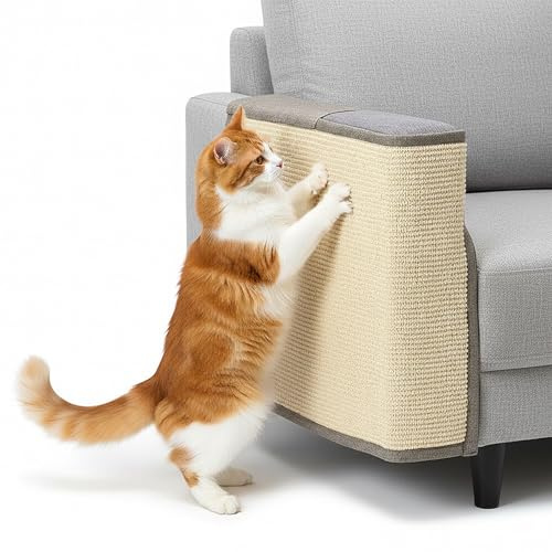 GUASKIS - Rascador Sofa Gatos, rascador para Gatos Sofa Protector Gatos Sofa,rascador esquinero para Gatos,Afilador de uñas de sisal para Mascotas Ideal para Sofás, Fácil de Instalar (Derecho)
