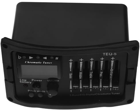 Preamplificatore per Chitarra Acustica Teq-5 Eq a 5 Bande Nero | Display Lcd Illuminato, Controllo Volume Integrato, Plastica e Metallo