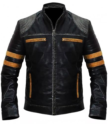 Mode hyped herr sliten svart läderjacka-café racer jacka herr-herr biker läderjacka