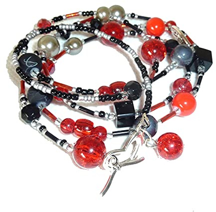 SSH-Design - Wickelarmband - rot, schwarz & silber -