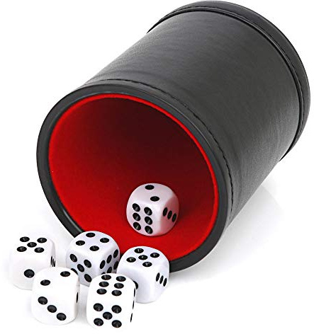 TUZAMA Felt Lined Professional Dice Cup - with 6 Dices Quiet for Yahtzee Game