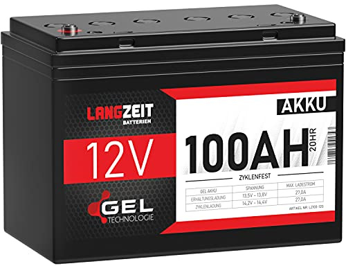 LANGZEIT Blei-Akku 12V 100Ah GEL Akku Blei-Batterie Solarbatterie Wohnmobil