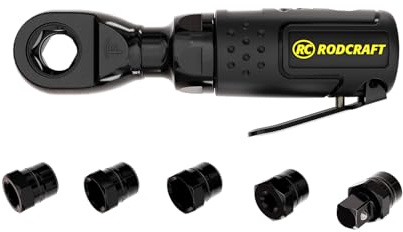 Rodcraft RC3202 Druckluft-Mini-Multifunktionsratsche Set | Inkl. 5 Wechseleinsätzen für vielseitige Schraubarbeiten auf engem Raum