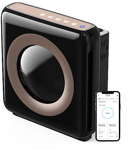 COWAY Airmega AP-1512HHS Tecnologia Intelligente abilitata per App, Compatibile con Amazon Alexa Vero Purificatore d'Aria HEPA, Nero/Bronzo