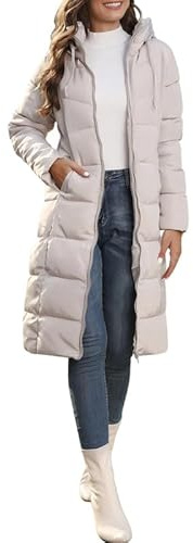 Runstarshow Winter Coats for Women UK Ladies Long Padded Coat Womens Quilted Jackets Hooded Longline Parka Coats Warm Outerwear Thermal Coats Parker Jackets Zip Up Pockets Plus Size S-4XL / 8-24