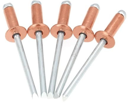 30/50 Stück Kupfer-Blindnieten, offene Kuppelkopfnieten aus bronzefarbenem Kupferstahl, korrosionsbeständig (Color : 4.8x12 mm, Size : 30Pcs)