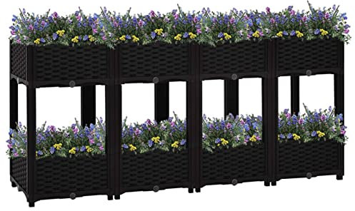 ZEYUAN Hochbeet, Palettenrahmen, Hochteich, Gemüsebeet, Kräuterregal Balkon, Blumenbeet, Kräuterspirale, Tomatenbeet, Pflanzhochbeet, 160x40x71 cm Polypropylen